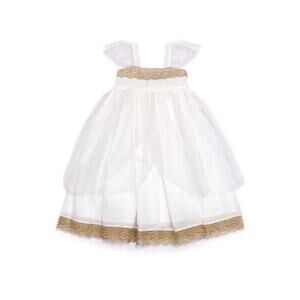 Well Dressed Wolf Wildling White Gold Princess Dress Size 10 NWT